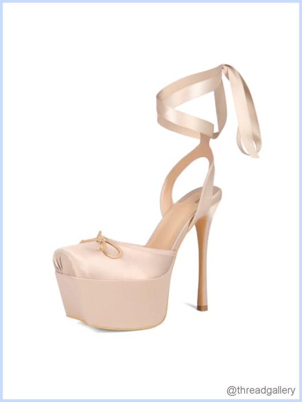 Satin Platform High Heels Square Closed Toe Bow Lace Up Dress Sandals